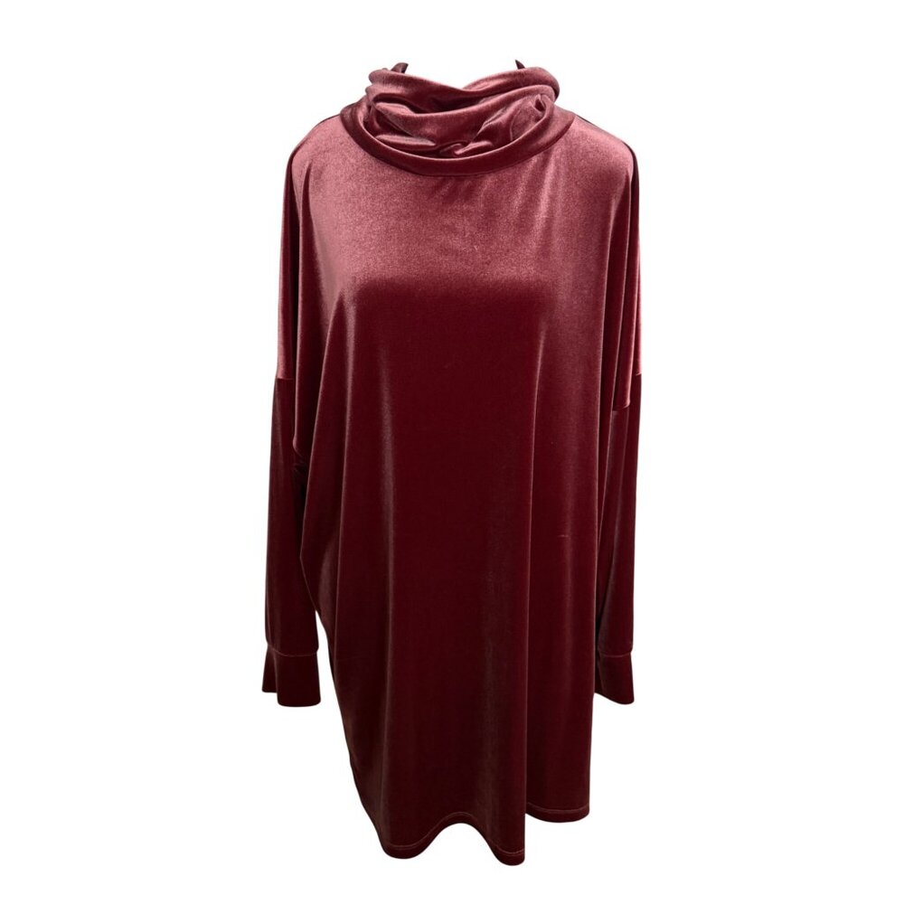 Urban Outfitters Womens Oversized Cowl Neck Velvet Dress Burgundy Size L - Picture 2 of 7